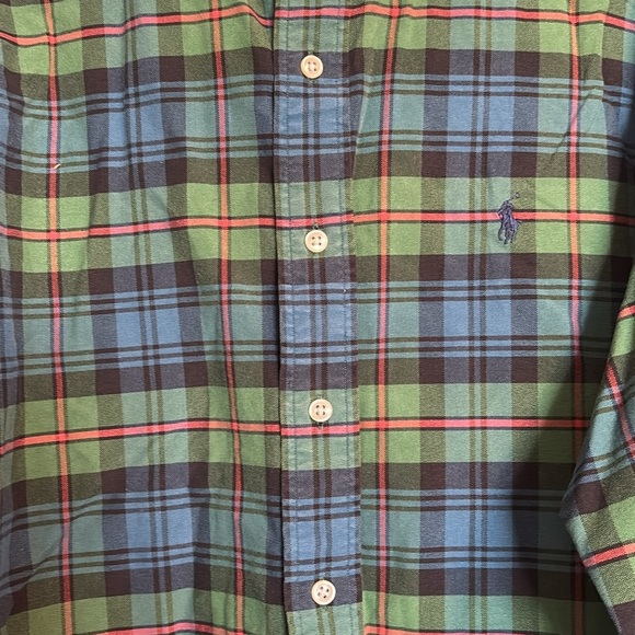 Ralph Lauren men’s green plaid long sleeve button down shirt size XL - Picture 3 of 8